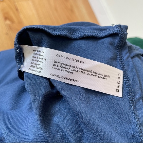 Eileen Fisher Long Sleeve Blue Crew Neck Viscose Spandex Jersey Tunic Top Sz PL - Picture 6 of 8